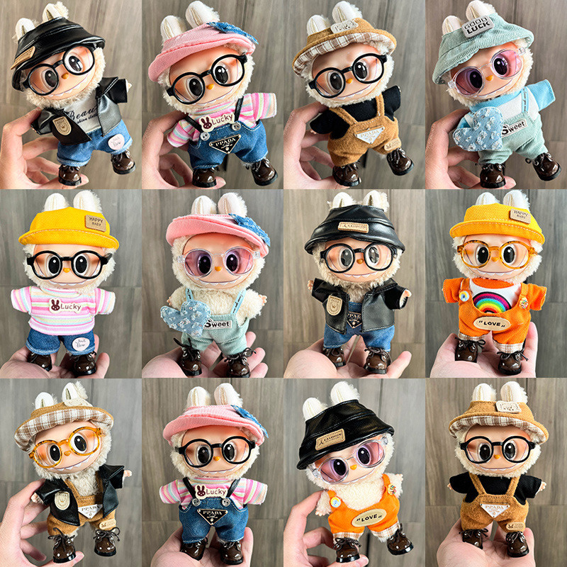 Labubu 17cm roupas de boneca labubu roupas de vinil bonito terno Casual ...