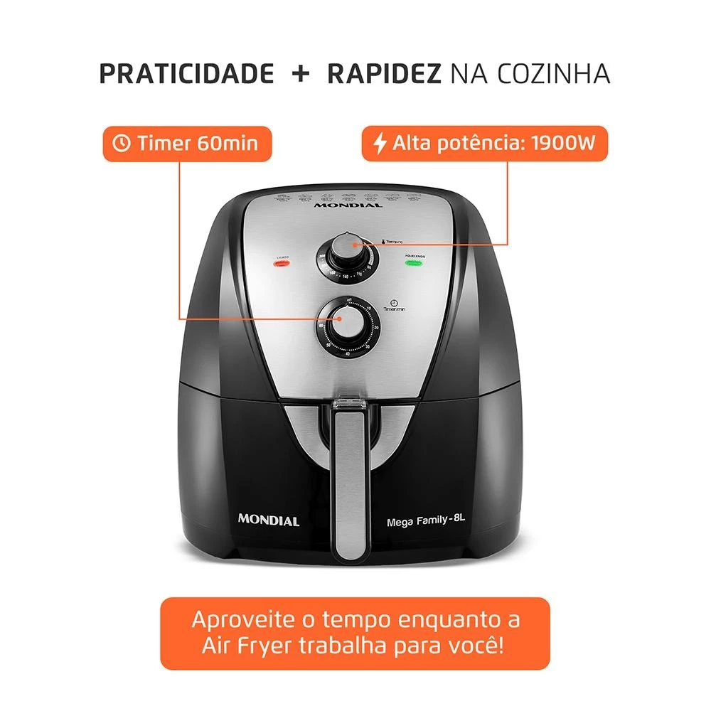 Fritadeira Sem Óleo Air Fryer 8 Litros AFN-80-BI Mondial