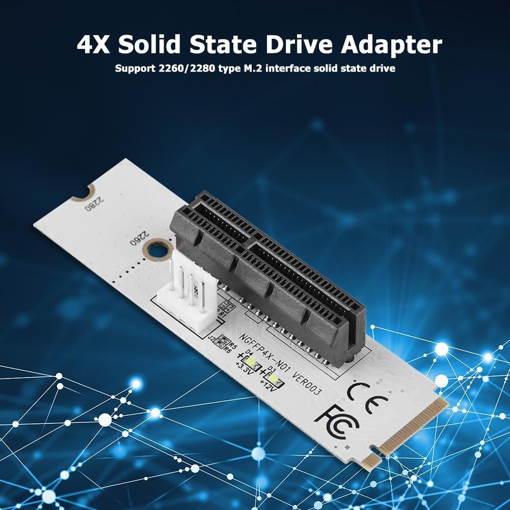 NGFF M . 2 Para PCI-E 4X Riser Card M2 Key PCIe X4 Adaptador De Unidade ...