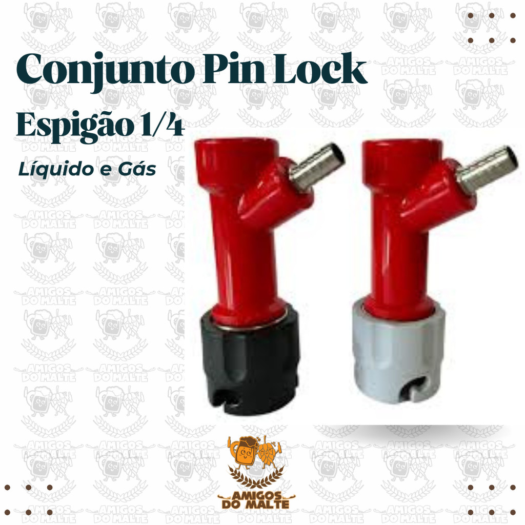 KIT CONECTOR PIN LOCK GAS E LIQ COM BARBATANA / ESPIGÃO 1/4