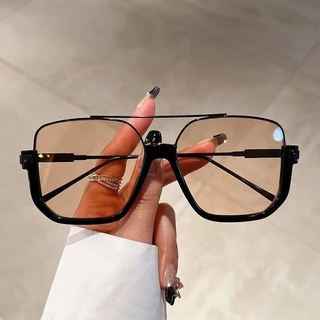 Moda Oversized Quadro Quadrado Óculos De Sol Tendência Europeia E Americana Oceano Folha Metal Rua Tiro