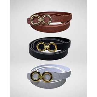 Kit 3 Cintos Slim Fino Com Fivela Duplo Redondo