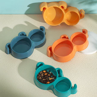 Comedouro e Bebedouro Duplo Para Pet - Plástico/ Design Divertido e Funcional/ Ideal Para Gatos e Cães Pequenos - WYL em Oferta na Shopee