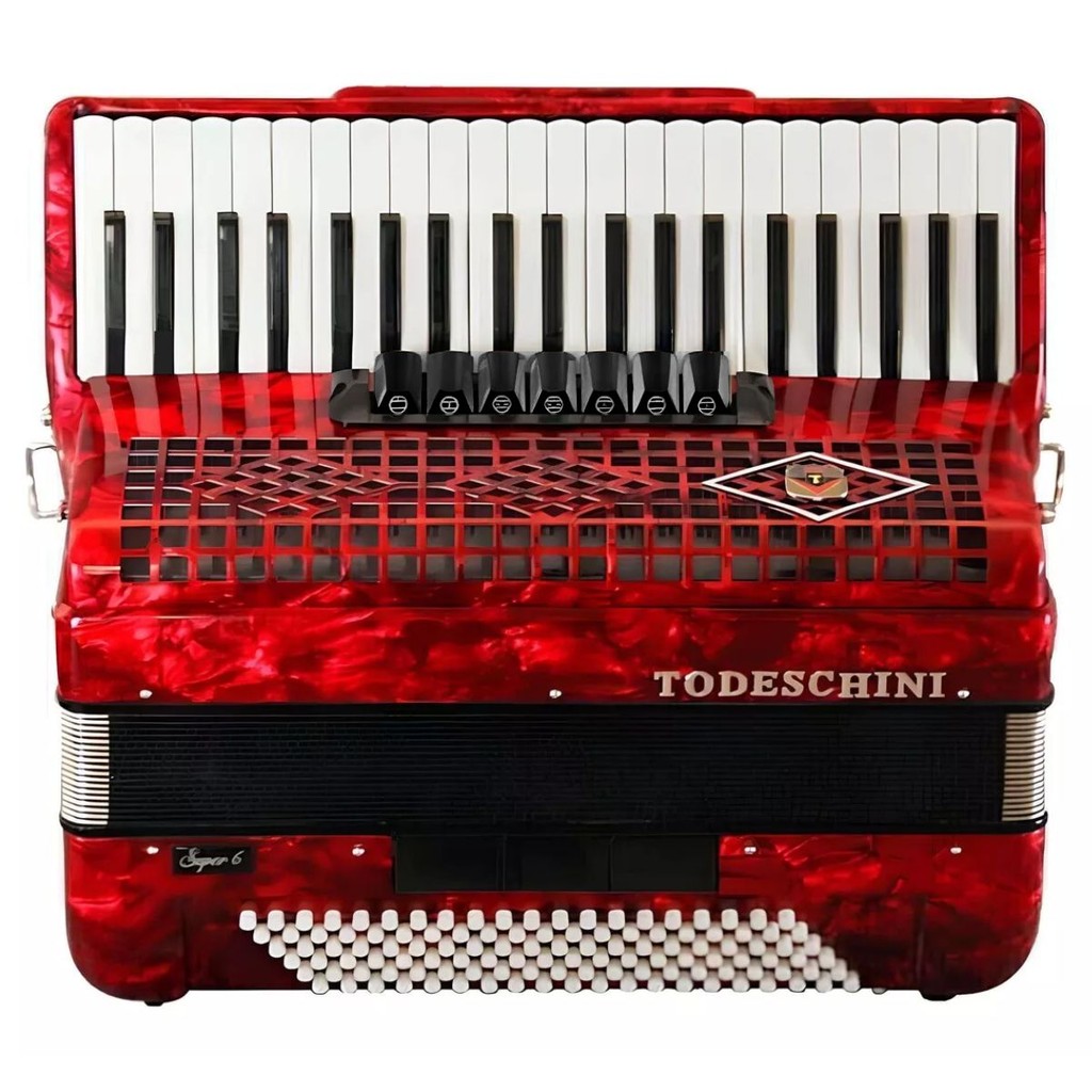 Sanfona Acordeon Todeschini YW827 Vermelho 41 Teclas E 120 Baixos