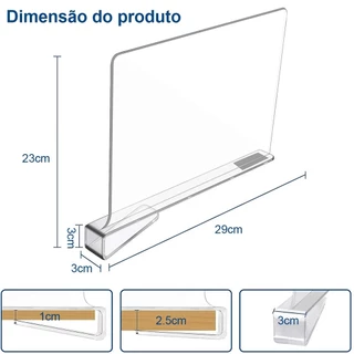 6 divisórias de prateleira em acrílico, divisórias de prateleira transparentes, para separar roupas e bolsas em Oferta na Shopee