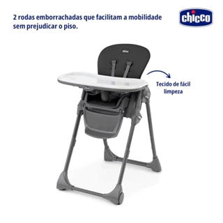 Cadeira de Alimentação Chicco Alta 6m -18kg Polly Preta - 6079756950610 em Oferta na Shopee