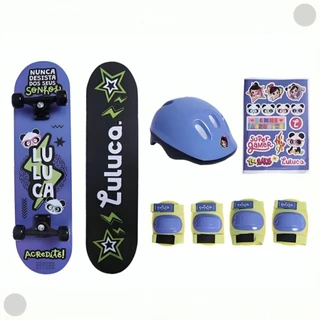 Skate Infantil Luluca Com Acessórios Azul  F01358 - Fun
