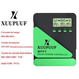 Controlador De Carga Painel Solar MPPT 20A/40A/60A XUUPUUF 12V/24V