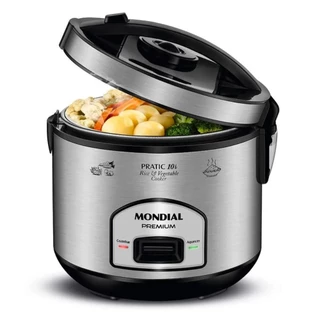 Panela Elétrica de Arroz Mondial Pratic 10i Premium Preto/Inox 700W 220V - PE-42-10X em Oferta na Shopee