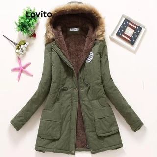 Lovito Jaqueta casual com bolso liso e zíper para mulheres LNL71328