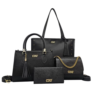 Kit Bolsa Feminina Sacola Grande + Bolsa Média + Tira Colo + Carteira