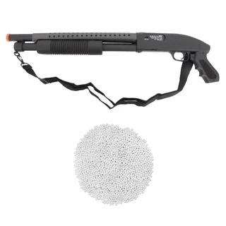 Kit Rifle Shotgun AirSoft M58B Spring 6mm Preta - Double Eagle + 2000 Esferas 0.12g