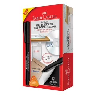 Marcador Faber Castell para CD,DVD e Retroprojetor Preto Embalagem com 12 Unidades em Oferta na Shopee