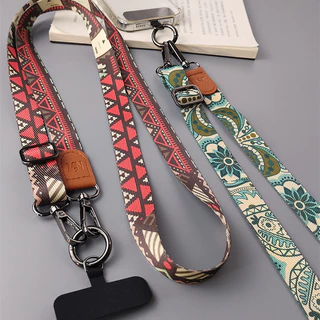 Cordão Longo Anti-Perda Para Telefone Com Padrão De Listras-Corda Queda Remendo Crossbody Pendurada No Pescoço-Ajustável