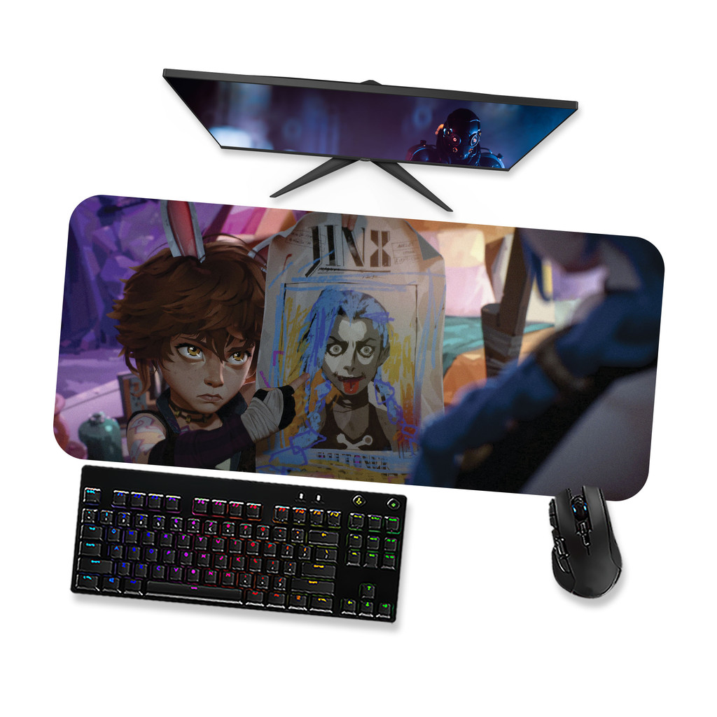 Mouse Pad Gamer - ARCANE JINX E ISHA 2 - Mousepad Grande 90x40 80x40 60x40 70x30