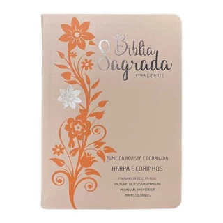 Bíblia Gigante | ARC | PPM | FULL COLOR | Borda Dourada - Rosé e Laranja