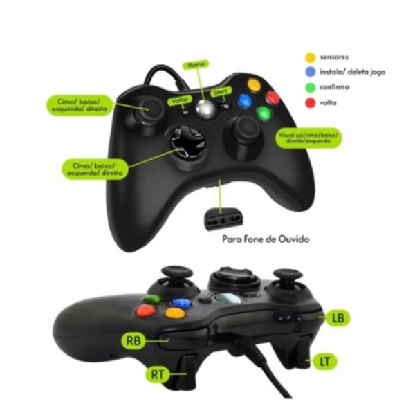 Controle De Xbox 360 Com Fio PC/ Fat E Pc Joystick Jogo gamepad