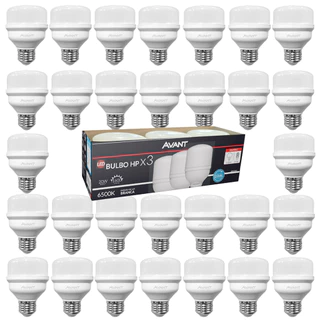 Kit 30 Lâmpada Bulbo 20w Soquete E27 Luz Branco Frio 6500K 127v 220v Led Avant em Oferta na Shopee