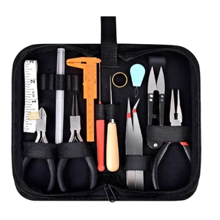 Alicates Artesanato Bijuteria Kit 19 Peças Com Estojo Com Acessórios Pinça Ferramentas