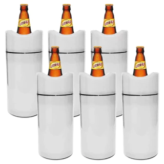 Kit 6 Porta Garrafa Térmico Litrão Camisinha Cerveja 1L Branco Conservação Térmica Isopor Botequim