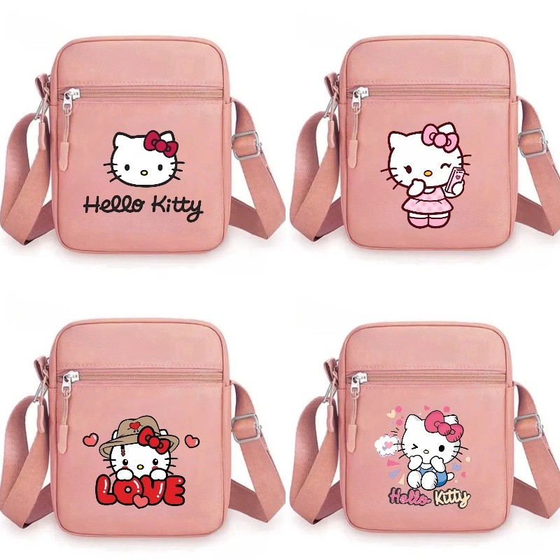 Hellokitty Bolsa De Ombro Cartoon Impresso Crossbody Moda Quadrada Armazenamento Versátil Para Viagem
