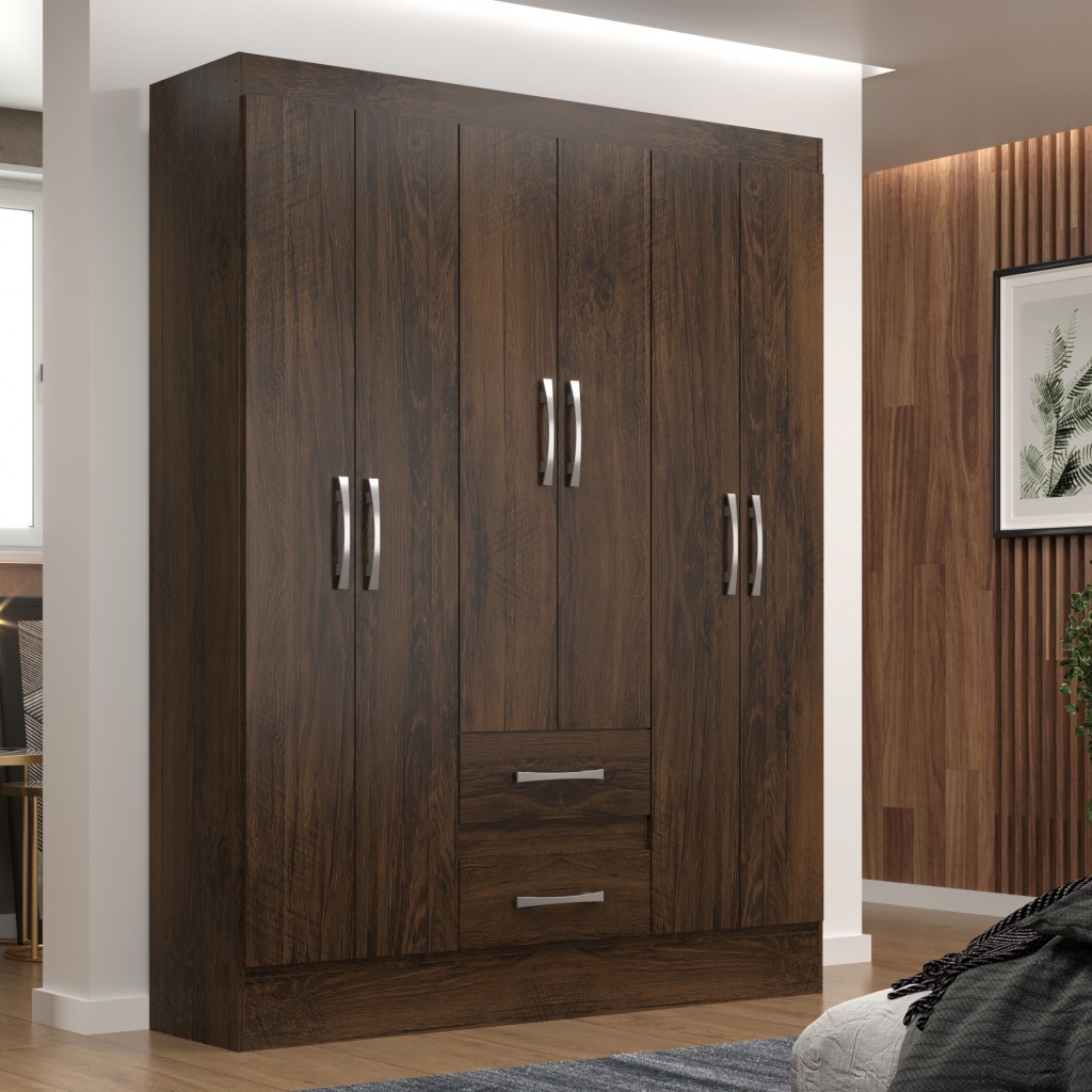Guarda-Roupa Asia Casal 6 Portas 2 Gavetas - Direto Sim | Shopee