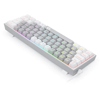 Teclado Mecânico Gamer Redragon Fizz Lunar Cinza e Branco RGB Switch Blue