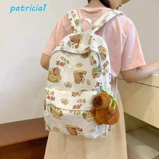 PATRICIA1 Mochila Capivara , Bolsa De Ombro Animal Capibara De Grande Capacidade Escolar De Desenho Animado