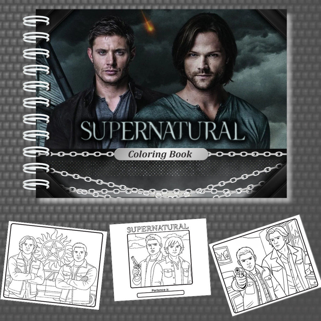Livro para Colorir Série Supernatural 50 Folhas A5 180g Capa Dura