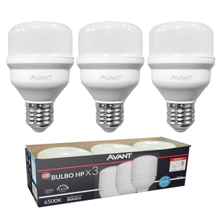Kit 3 Lâmpadas LED Bulbo HP Avant 20W E27 6500K Bivolt Luz Branca Fria Alta Potência em Oferta na Shopee