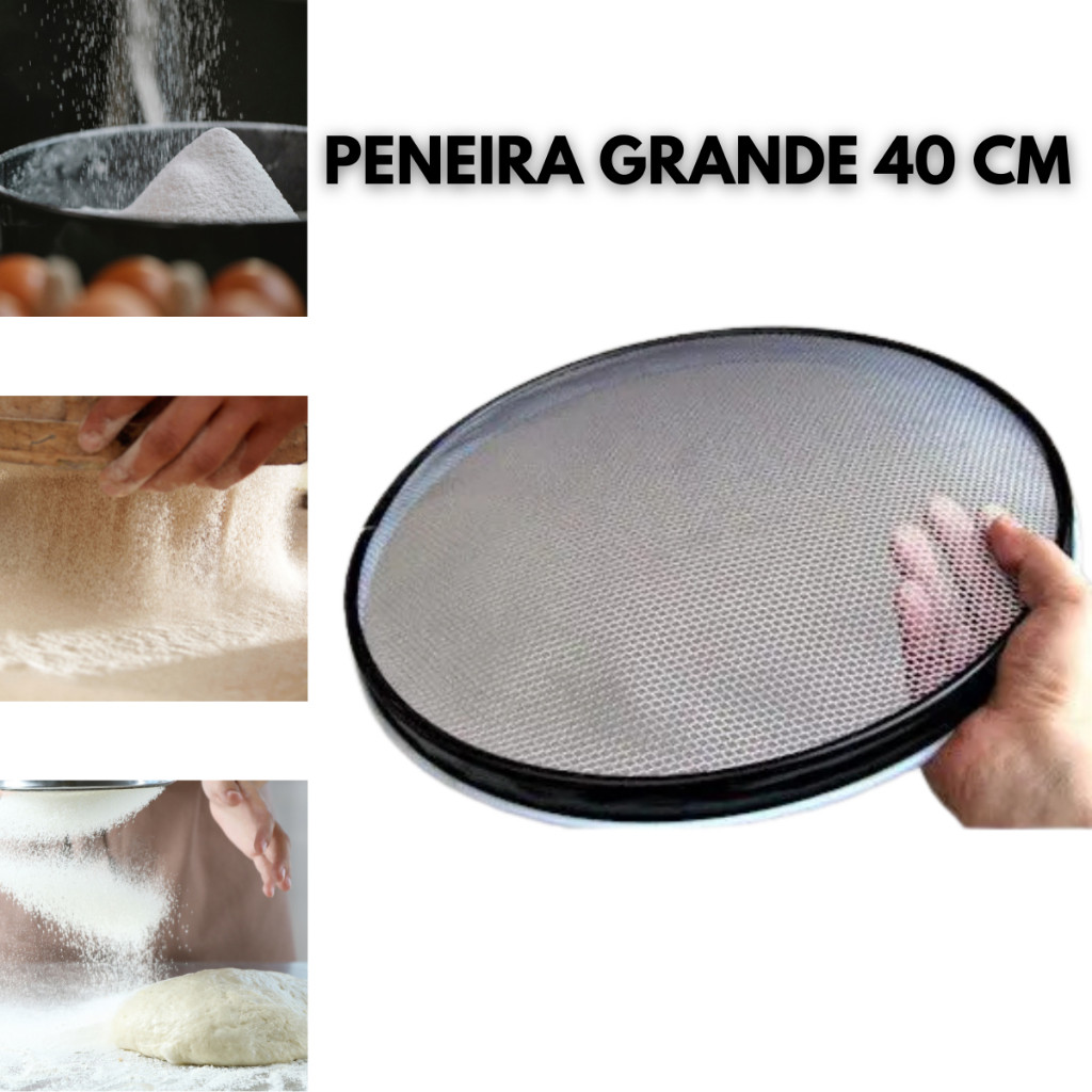 Peneira P/ Cozinha Grande 40 Cm Aro de Plástico para coar, peneirar ...