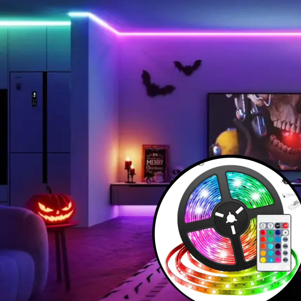 Fita de LED RGB 5 Metros 300 Leds Luzes Decorativa Quarto Sala ...
