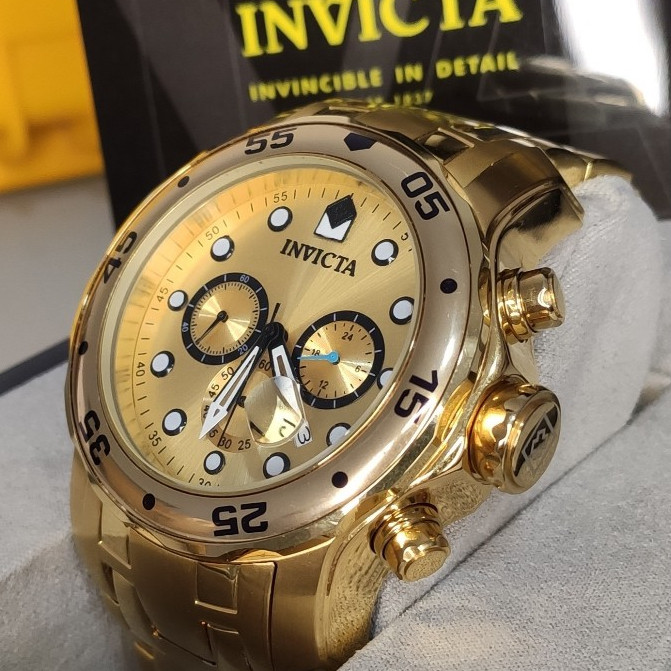 Relógio Masculino Invicta Pro Diver 0074 Dourado Banhado a Ouro 18K ...