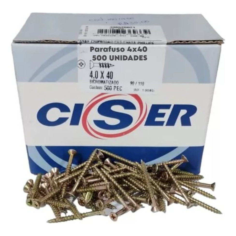 Parafuso 4,0x40 Ciser Cabeça Chata Madeira Mdf 500un Promoç | Shopee Brasil