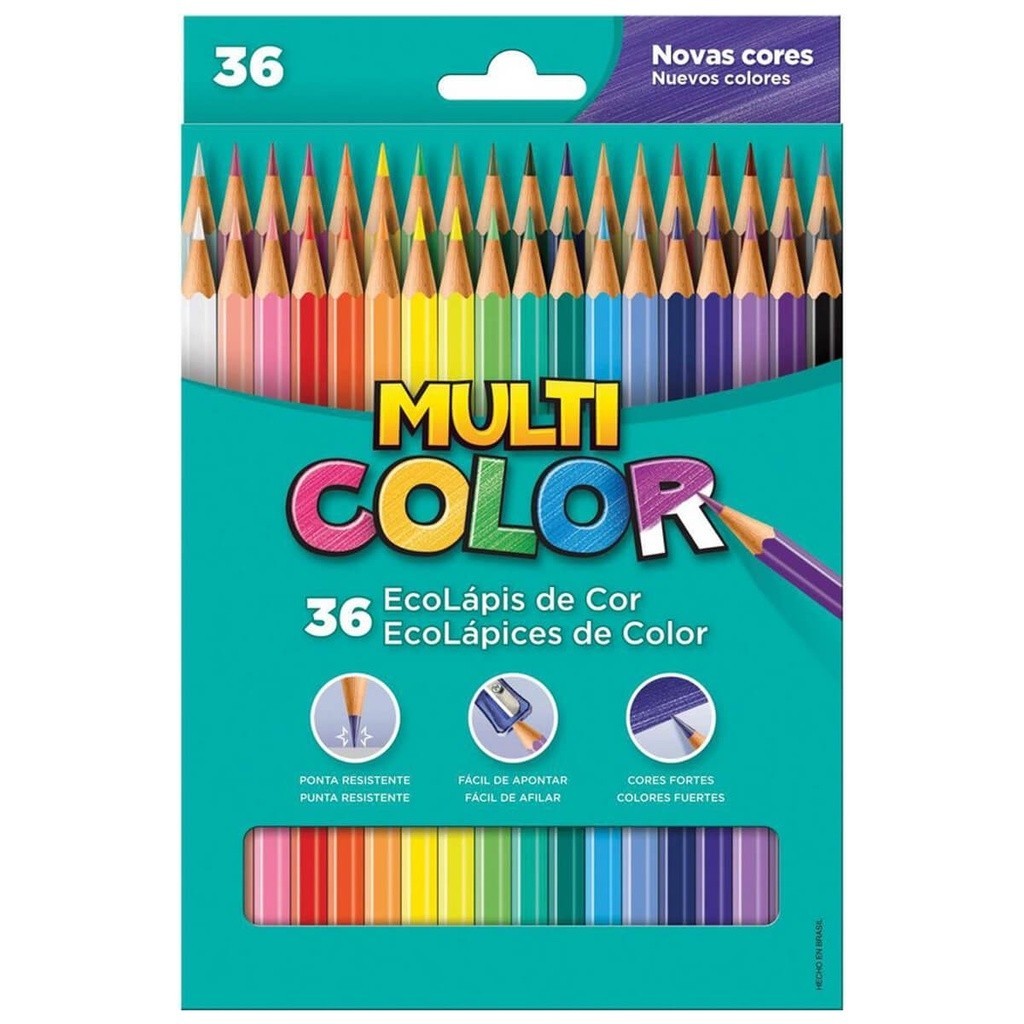 Lapis De Cor Multicolor 36 Cores Resistente Super Eco | Shopee Brasil