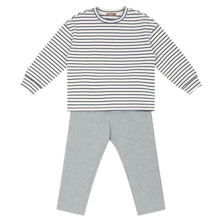 Conjunto De Camiseta E Calça Unissex Listrada De Manga Comprida ToTo Heros Kids Baby Toddler