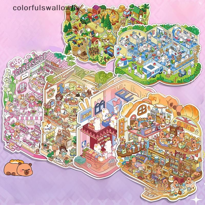 CSF 3D DIY Cartoon Scenes Sticker Book-Conjunto De Paisagem E Cabine ...