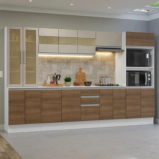 Armário de Cozinha Completa 100% MDF 310 cm Smart Madesa 03 em Oferta na Shopee