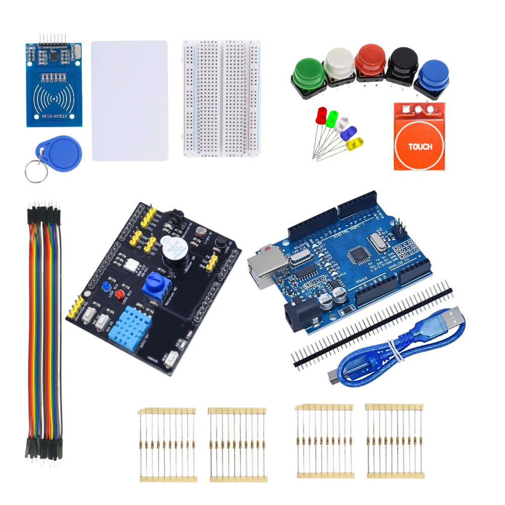 Kit Completo com Arduino Uno, Shield Multifunções, RFID e Protoboard ...