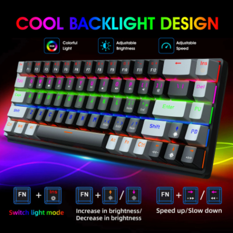 Teclado mecânico RGB para jogos Z-66 RGB Teclado mecânico para jogos com painel de metal