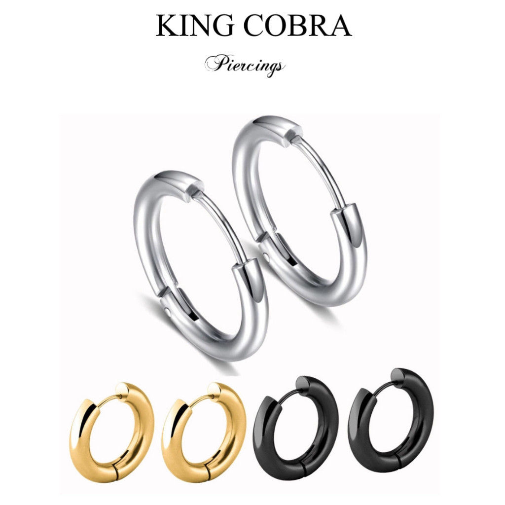 Brinco Argola Punk Rock Ródio Aço Inoxidável Círculo Para masculino e feminino KA709