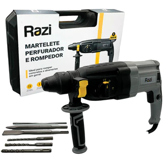 Martelete Razi Perfurador e Rompedor 3/8 800W 127V Amarelo - 30234 RZ-M8003J/M1