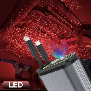 Carregador de carro retrátil com luz LED, carregador de carro rápido 4 em 1 de 120 W para iPhone e Android