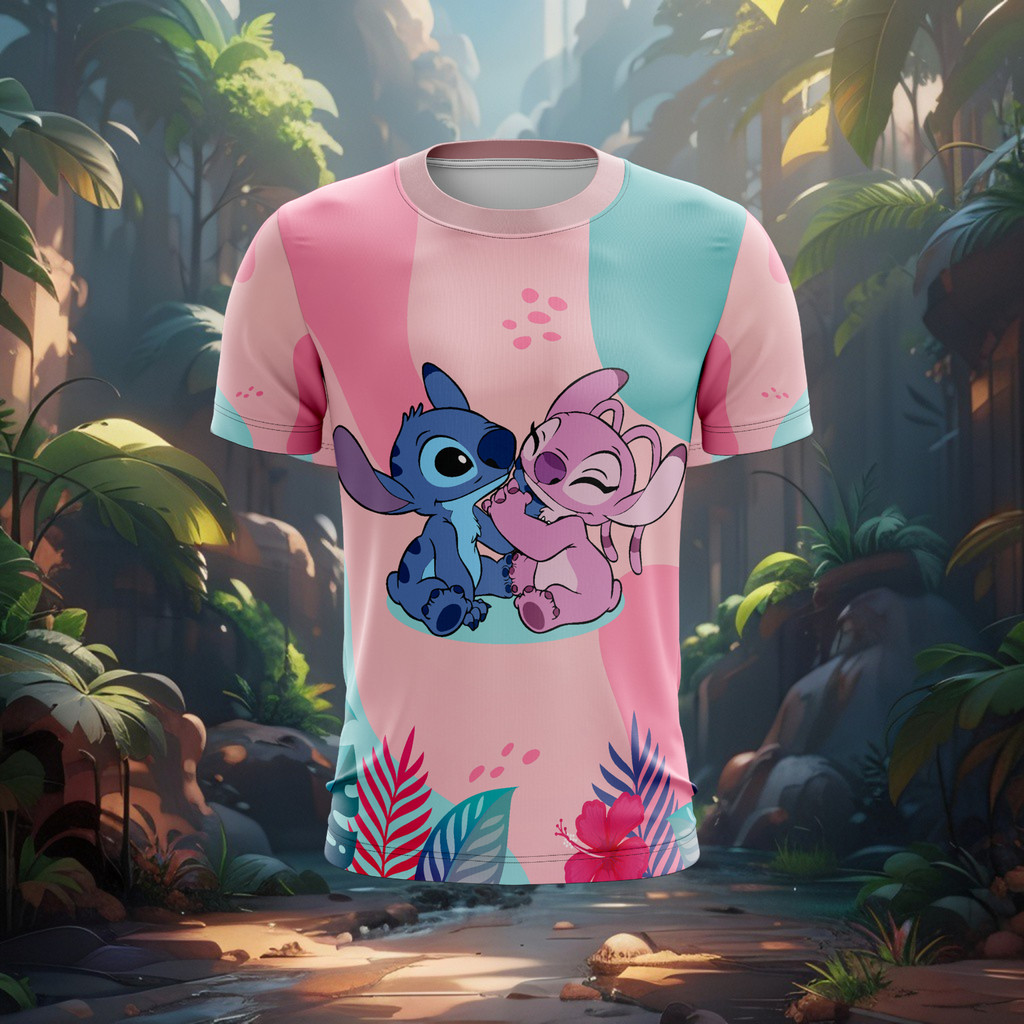Roupa do Stitch Camiseta Stitch Angel Personalizada UV | Shopee Brasil
