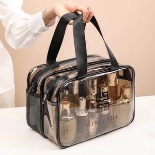 Bolsa De PVC Transparente Para Cosméticos Impermeável Portátil De Grande Capacidade Viagem em Oferta na Shopee
