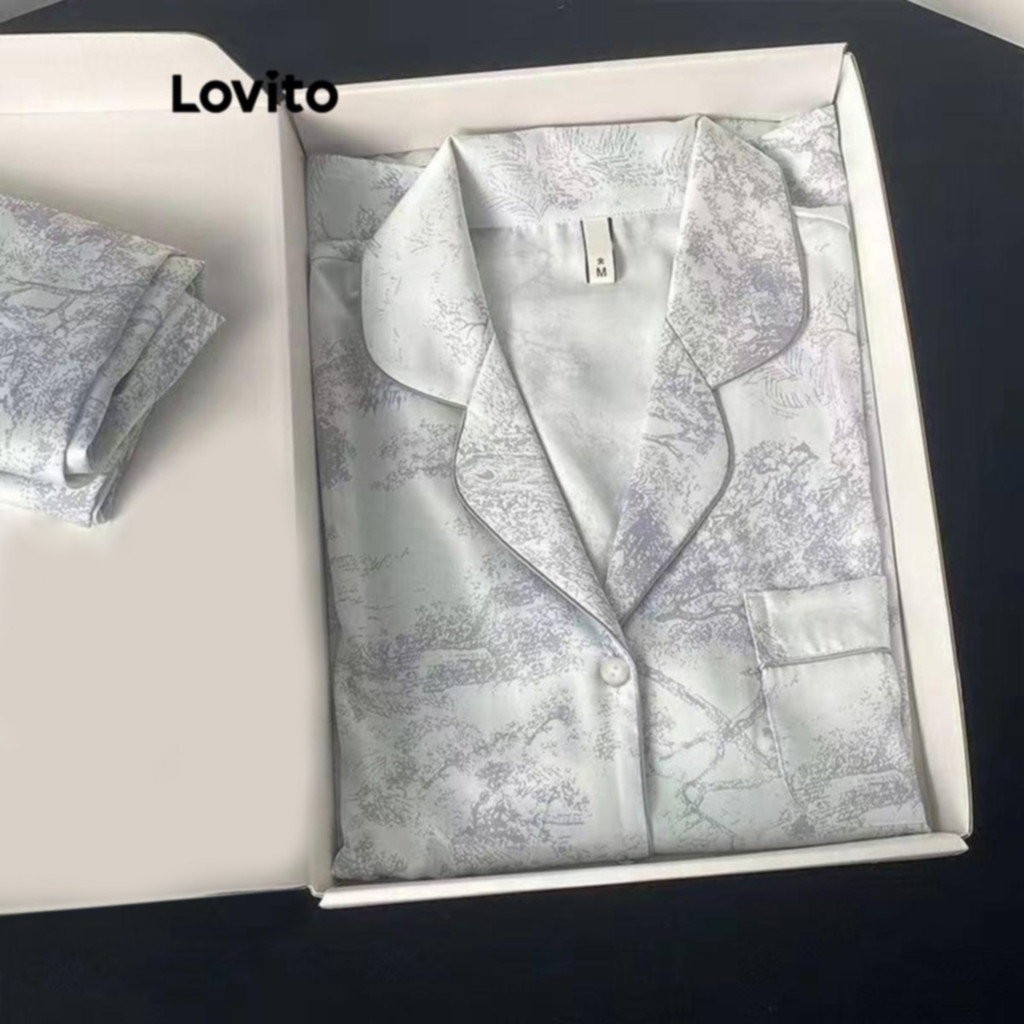 Lovito Conjuntos de pijama casual Tie Dye Padrão para mulheres LNL74101
