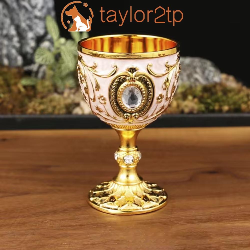 Copo De Vinho De Metal Vintage ATAYLOR2TP , Taças Em Relevo Estilo Europeu , Cálice Incrustado De Diamantes Anti-Quebra