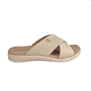 Rasteira Tamanco Calce Fácil Conforto Usaflex - Bege em Oferta na Shopee