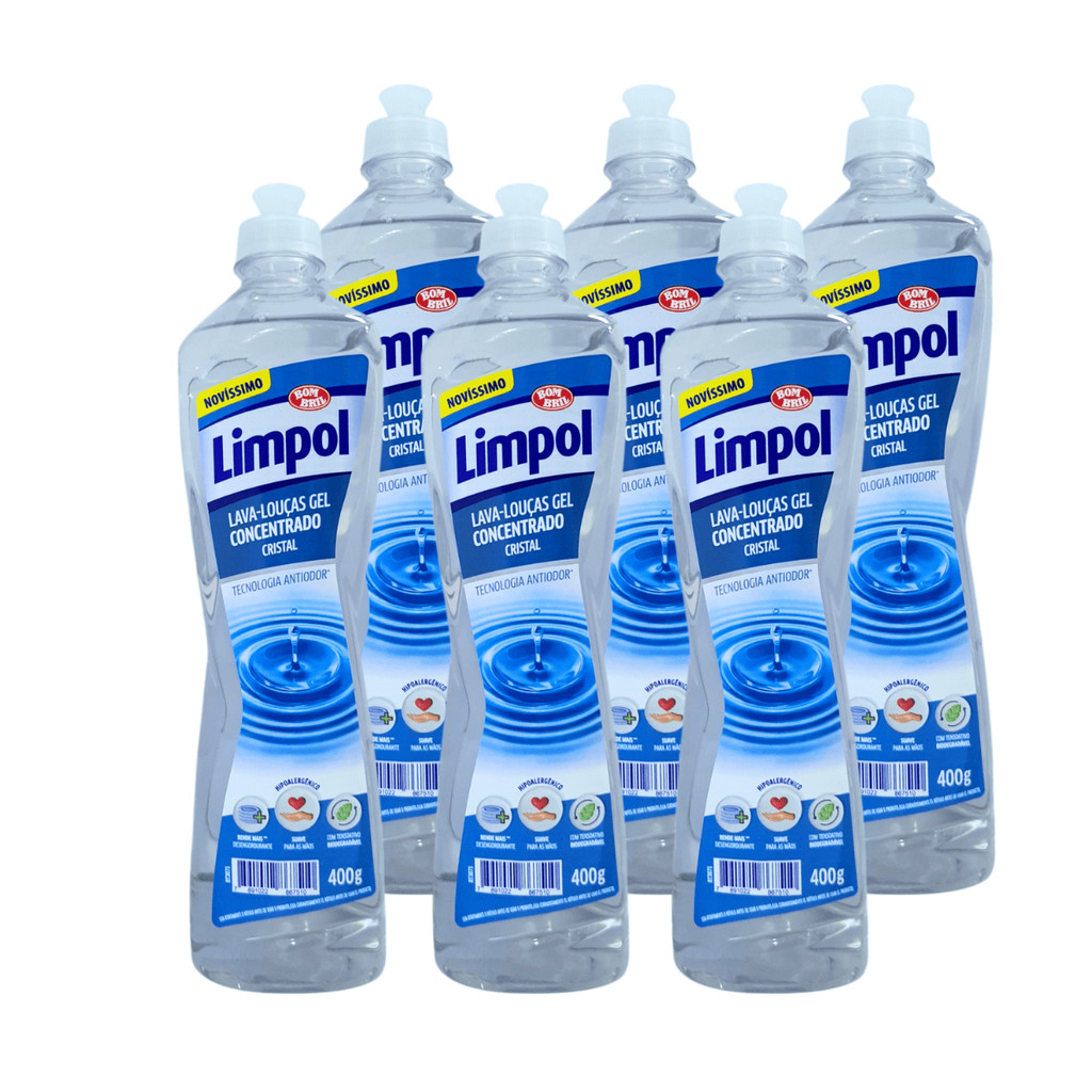 KIT C/ 6 DETERGENTES LIMPOL GEL CRISTAL 400G | Shopee Brasil