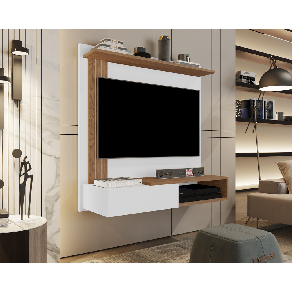 Painel TV Dallas até 32 Polegadas Branco / Freijó - MJM Casa dos Moveis ...
